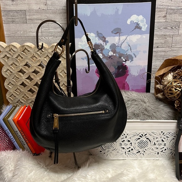 MICHAEL Michael Kors Handbags - MICHAEL KORS Medium Size Black Leather Hobo Shoulder Purse Bag​